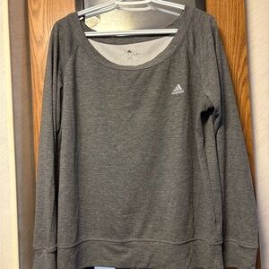 Adidas Women's Off Shoulder/Scoop Neck Gray Sweater